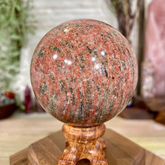 0831 Red Jasper with Hematite Crystal Sphere - Picture 5 of 10